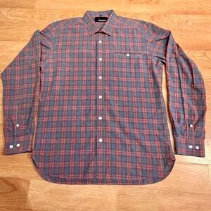 Franco Ercole Bespoke Men’s Flannel Pattern Long Sleeve Collard Shirt Size L